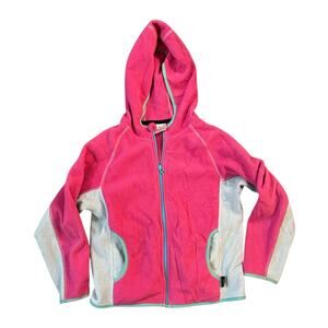 Hanna Andersson Full Zip Hooded Fleece Jacket Girls 8 (130) Pink Polartec Recess